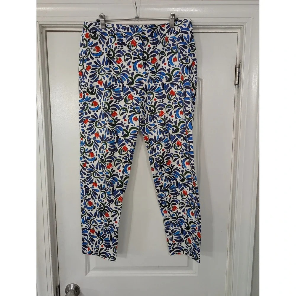 Escada Pants Floral Print‎ Cropped straight leg Trousers Womens 38 chino resort